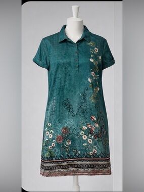Green silk floral dress with beautiful floral pattern